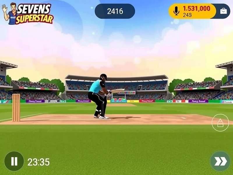 Sevens Superstar gameplay screenshot showing cricket match